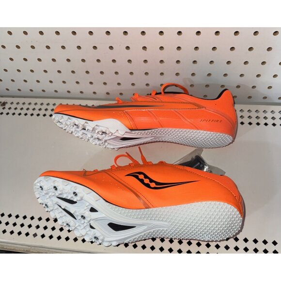 Saucony Spitfire 4 Mens Track & Field Sprint Spikes Size 11.5 Orange Black - Picture 6 of 9